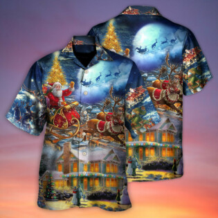 Christmas Santa Claus Snowman Family In Love Light Art Style - Hawaiian Shirt - Owl Ohh - Owl Ohh