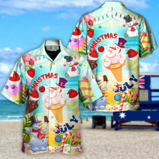 Christmas In July Snowman Ice Cream Funny Summer - Hawaiian Shirt - Owl Ohh-Owl Ohh