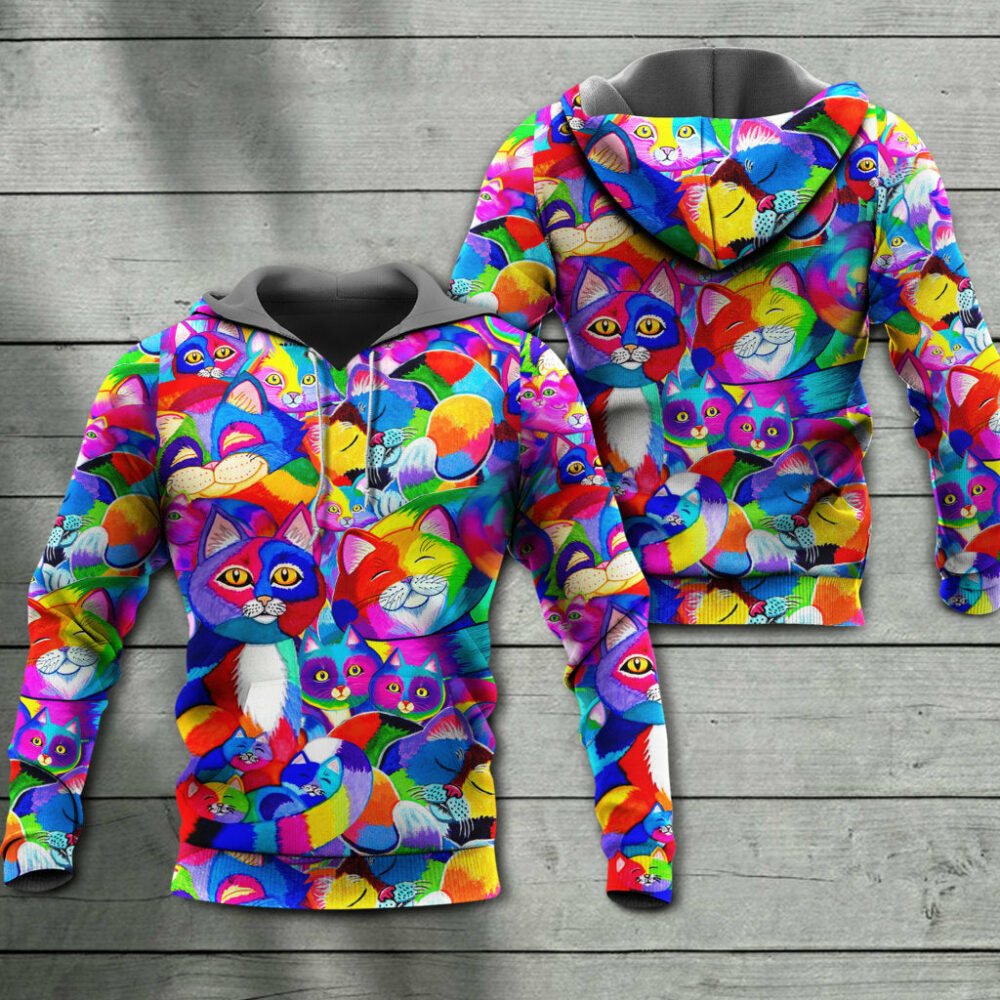 Cat Colorfull Rainbow Style - Hoodie - Owl Ohh - Owl Ohh