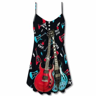 Guitar All I Need Is Playing Music - V-neck Sleeveless Cami Dress - Owl Ohh - Owl Ohh