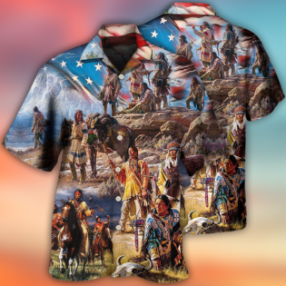 Native American Independence Day American Flag - Hawaiian Shirt - Owl Ohh - Owl Ohh