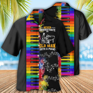 Piano Never Underestmate An Old Man With A Piano - Hawaiian Shirt - Owl Ohh - Owl Ohh