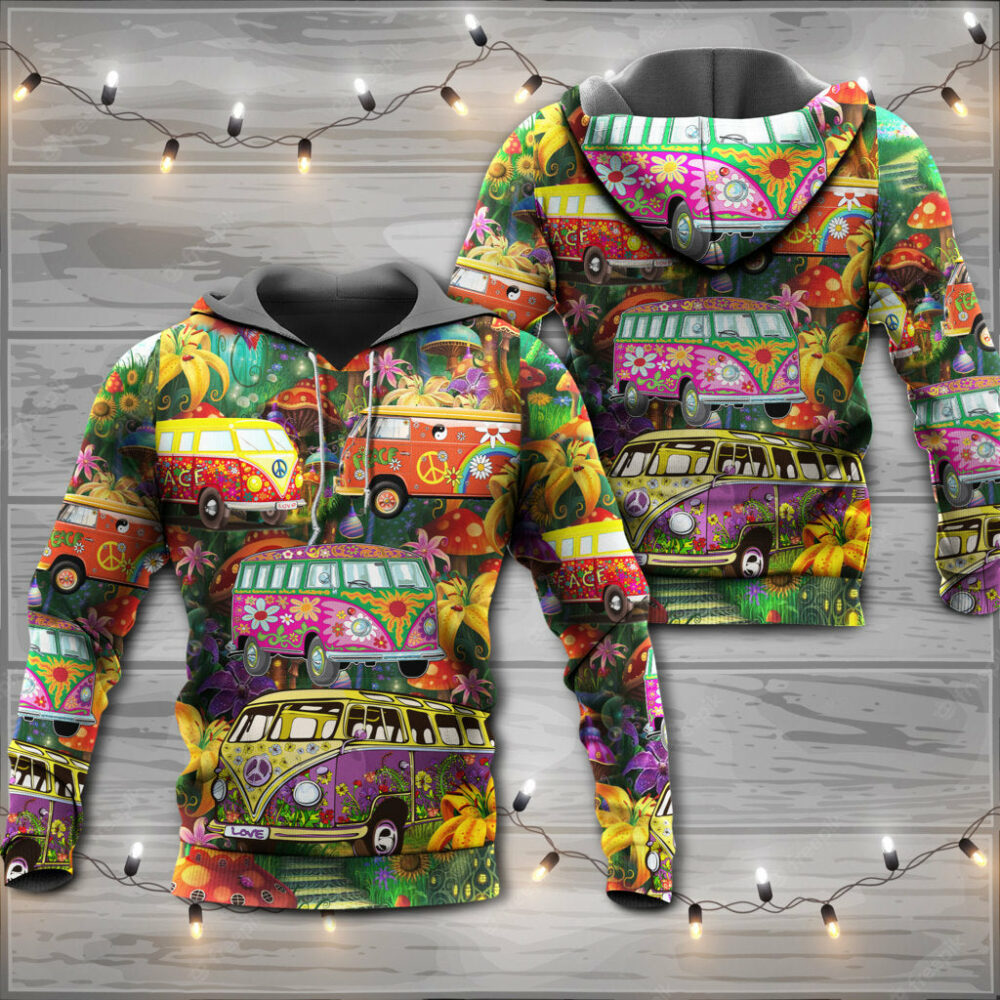 Hippie Bus Peace Life Colorful Style - Hoodie - Owl Ohh - Owl Ohh