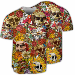 Skull Day Of The Dead Flower Skull - Baseball Jersey - Owl Ohh - Owl Ohh