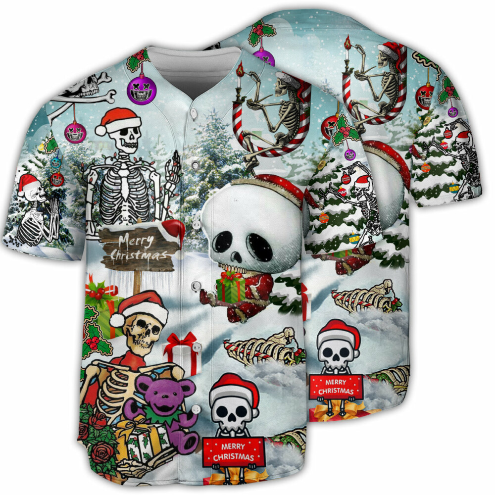Skull Xmas Snow - Baseball Jersey - Owl Ohh - Owl Ohh