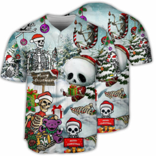 Skull Xmas Snow - Baseball Jersey - Owl Ohh - Owl Ohh