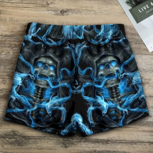 Skull Black Ground Blue Lighting - Women's Casual Shorts - Owl Ohh - Owl Ohh