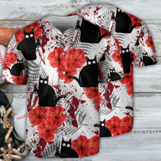 Black Cat Blood Stains - Baseball Jersey - Owl Ohh - Owl Ohh