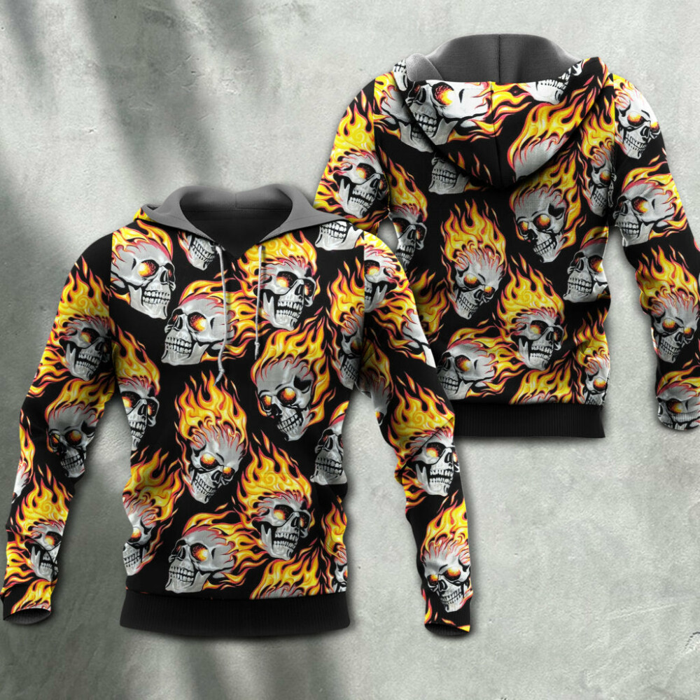 Skull Cool On Fire - Hoodie - Owl Ohh - Owl Ohh