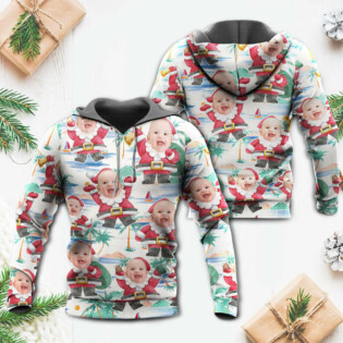 Christmas Santa Summer Beach Custom Photo - Hoodie - Owl Ohh - Owl Ohh