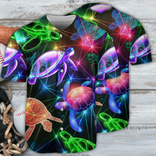 Turtle Fullcolor Neon Style Loves Ocean - Baseball Jersey - Owl Ohh - Owl Ohh