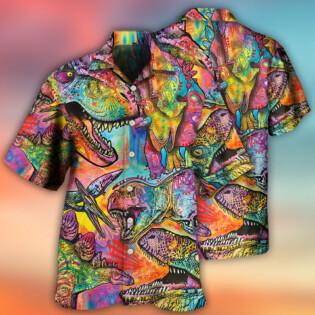 Dinosaur Colorful Art Style - Hawaiian Shirt - Owl Ohh - Owl Ohh