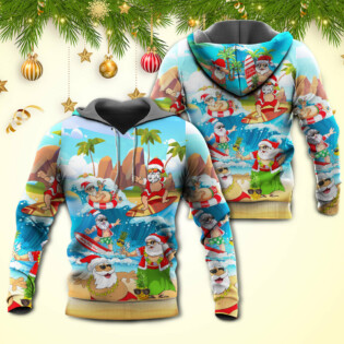 Christmas Santa Claus Play On The Beach Mele Kalikimaka Funny - Hoodie - Owl Ohh - Owl Ohh