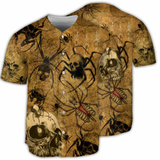 Skull Im Only Here For The Spiders - Baseball Jersey - Owl Ohh - Owl Ohh