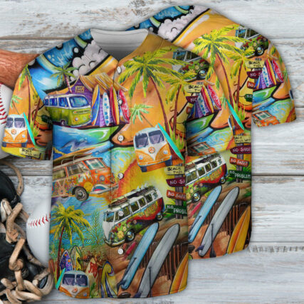 Hippie Bus Hippie Beach Vibe - Baseball Jersey - Owl Ohh - Owl Ohh