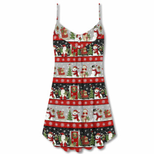 Christmas Santa Claus And Snowman Happy Xmas - V-neck Sleeveless Cami Dress - Owl Ohh - Owl Ohh