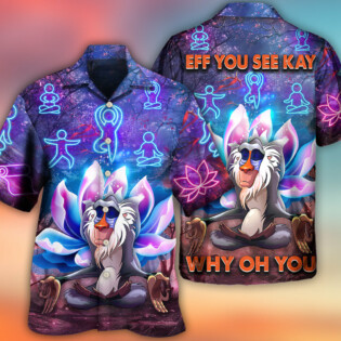Monkey Mandrill Monkey Yoga Pose Lotus Flower Lighting Neon - Hawaiian Shirt - Owl Ohh - Owl Ohh