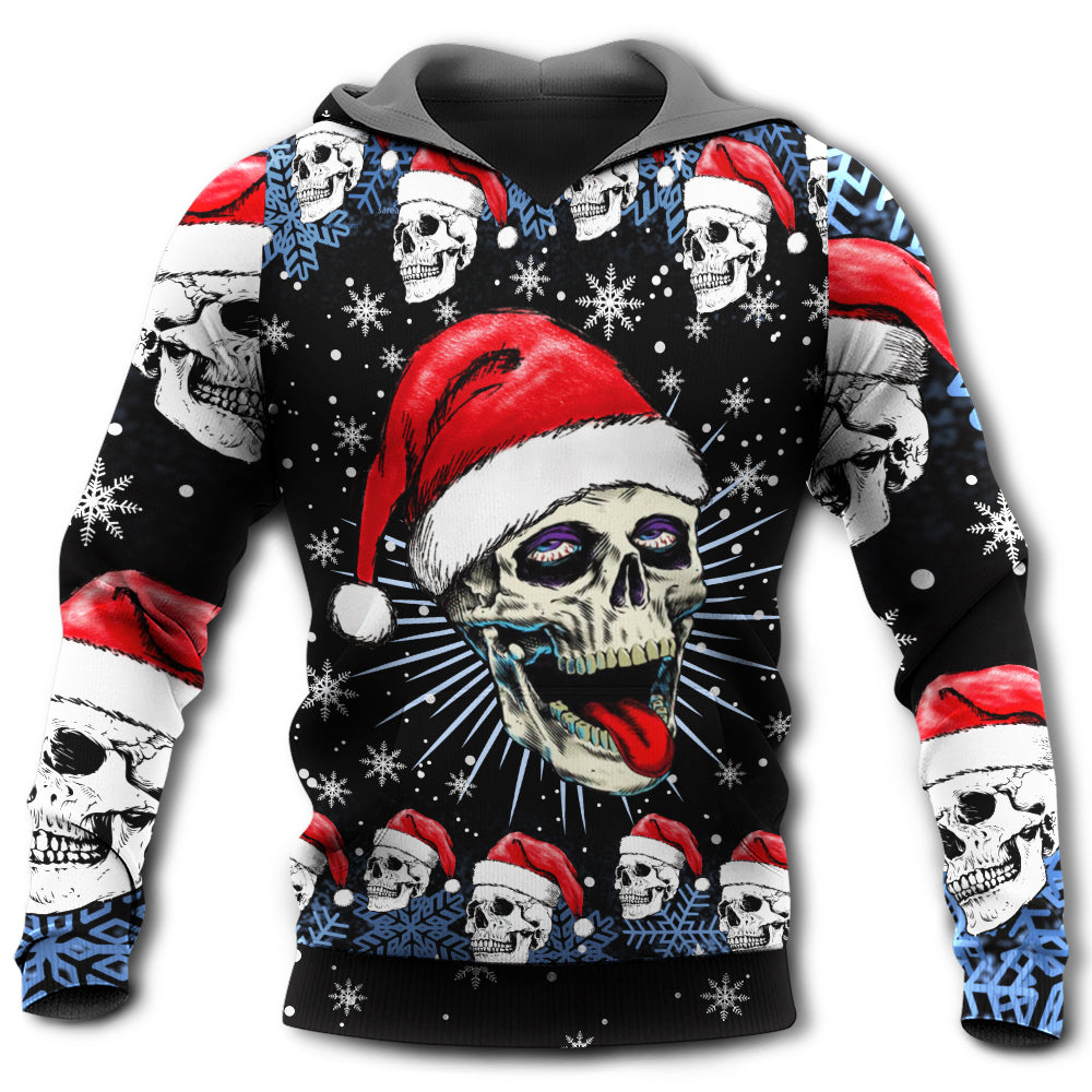 Skull Christmas Skull On The Naughty Style - Hoodie - Owl Ohh - Owl Ohh