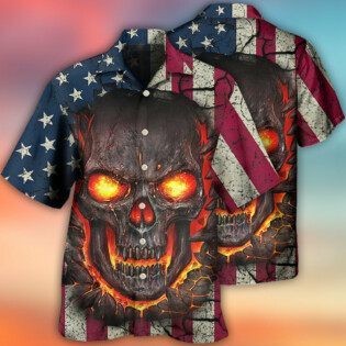 Skull Burning Angry American Flag Vintage - Hawaiian Shirt - Owl Ohh - Owl Ohh