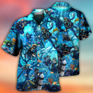 Diving Under The Sea Art Style - Hawaiian Shirt - Owl Ohh - Owl Ohh