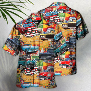 Car Vintage Route 66 Road - Hawaiian Shirt - Owl Ohh - Owl Ohh