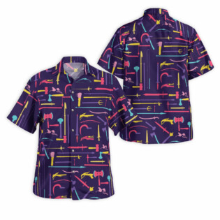 DnD Weapons Purple Pattern - Hawaiian Shirt - Owl Ohh - Owl Ohh