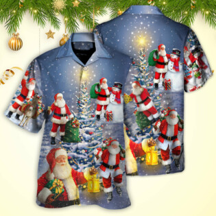 Christmas Santa Claus In Love Light Xmas Tree - Hawaiian Shirt - Owl Ohh - Owl Ohh
