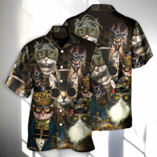 Cat Steampunk Art Machines Lover - Hawaiian Shirt - Owl Ohh - Owl Ohh