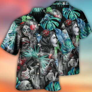 Skull Tropical White Smoke Red Flower - Hawaiian Shirt - Owl Ohh - Owl Ohh