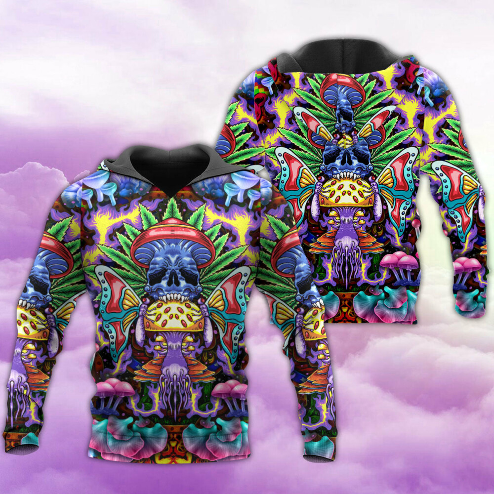 Hippie Mushroom And Skull Art - Hoodie - Owl Ohh - Owl Ohh
