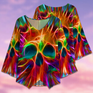 Skull Rainbow Color Love Style - V-neck T-shirt - Owl Ohh - Owl Ohh