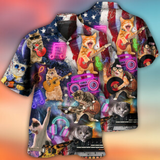 Cat Independence Day Cat Rocker Happy - Hawaiian Shirt - Owl Ohh - Owl Ohh