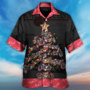 Christmas Motorcycle Tree Retro Style - Hawaiian Shirt - Owl Ohh for men and women, kids - Owl Ohh