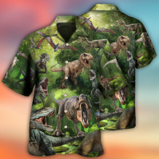 Dinosaur Cool In The Forest Style - Hawaiian Shirt - Owl Ohh - Owl Ohh