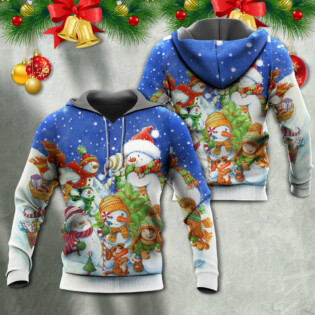 Christmas Snowman Merry Christmas Night - Hoodie - Owl Ohh - Owl Ohh