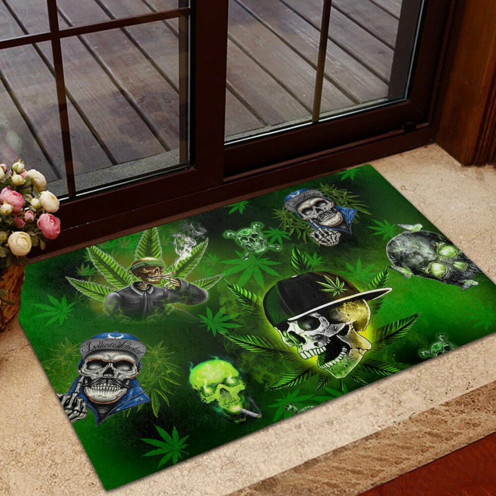 Skull Let's Get High Green - Doormat - Owl Ohh - Owl Ohh