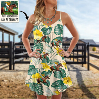 Horse You Want Tropical Style Custom Photo - V-neck Sleeveless Cami Dress - Personalized Photo Gifts - Owl Ohh