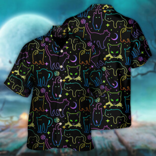Cat Neon Colorful Playing With Kitten Magical - Hawaiian Shirt - Owl Ohh - Owl Ohh