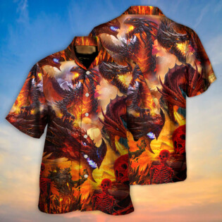Dragon Red Skull Fire Art Style - Hawaiian Shirt - Owl Ohh - Owl Ohh