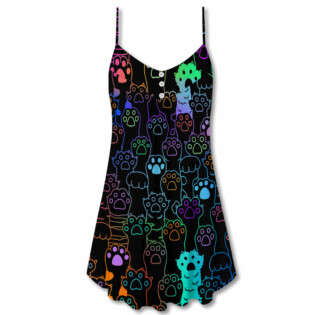 Cat Cutie Little Paw - V-neck Sleeveless Cami Dress - Owl Ohh - Owl Ohh