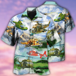 Helicopter Real Pilots Don't Need Runway Mountain Sky - Hawaiian Shirt - Owl Ohh - Owl Ohh