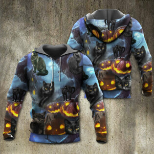 Halloween Black Cat Dark Night Style - Hoodie - Owl Ohh - Owl Ohh