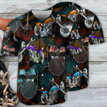 Motorcycle And Drum Tropical Vibe - Baseball Jersey - Owl Ohh - Owl Ohh