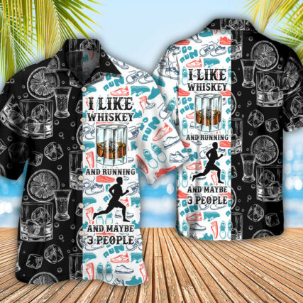 Wine Whiskey I Like Whiskey And Running - Hawaiian Shirt - Owl Ohh - Owl Ohh
