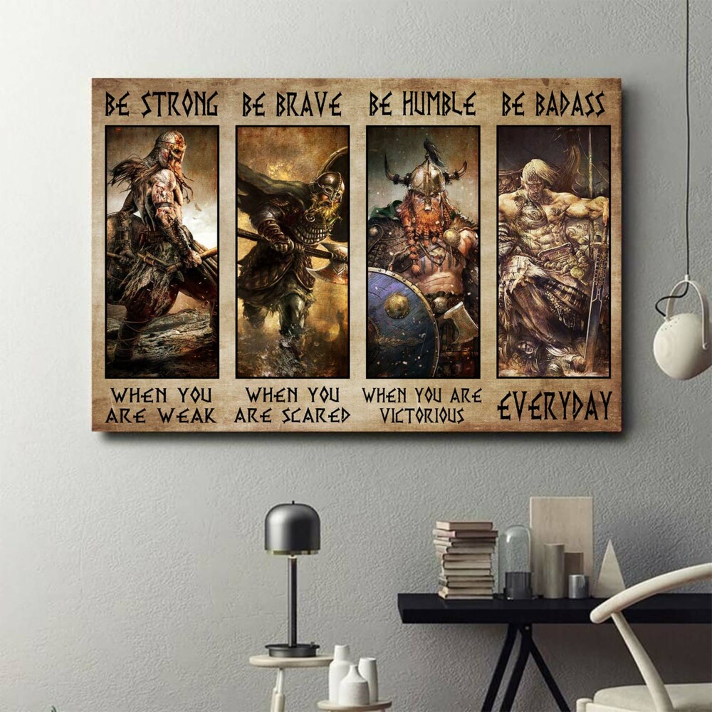 Viking Warrior Be Brave Be Strong - Horizontal Poster - Owl Ohh - Owl Ohh