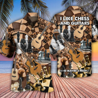 Chess I Like Chess And Guitars - Hawaiian Shirt - Owl Ohh - Owl Ohh