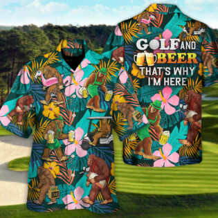 Golf Funny Bigfoot Playing Golf Golf and Beer Tropical Lover - Hawaiian Shirt - Owl Ohh-Owl Ohh