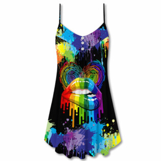 LGBT Lips The Color Of Happiness - V-neck Sleeveless Cami Dress - Owl Ohh - Owl Ohh