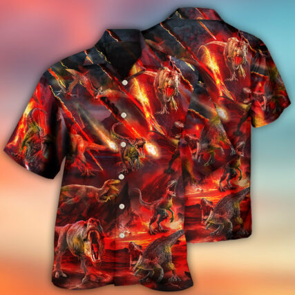 Dinosaur Meteorite Rain Cool Style - Hawaiian Shirt - Owl Ohh - Owl Ohh