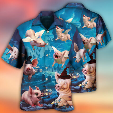 Halloween Pig Fly Pumpkin Scary - Hawaiian Shirt - Owl Ohh - Owl Ohh